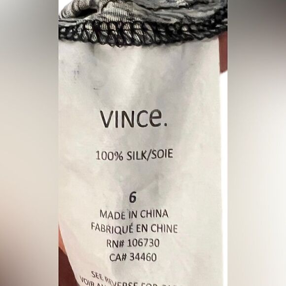 Vince Silk Diagonal Print Drop Waist Drawstring Long Sleeve Shirt Dress - Picture 7 of 7